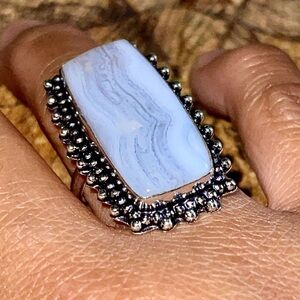 Blue Lace Agate Ring 10 1/2